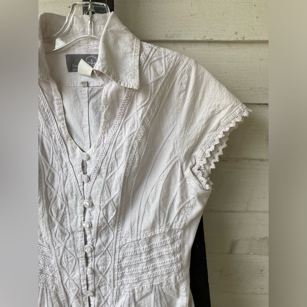 Inca Cotton Women's Textured White Blouse - Picture 2 of 4